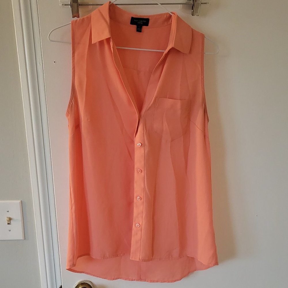 Peach button down tank